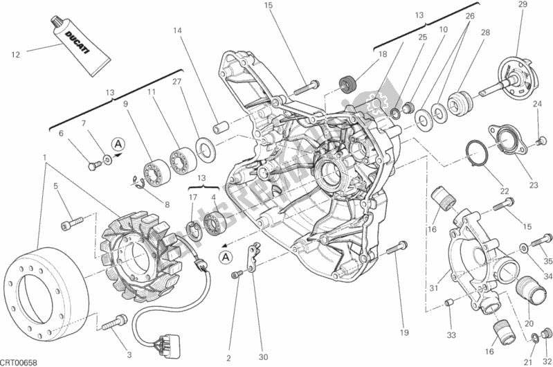 All parts for the Water Pump-altr-side Crnkcse Cover of the Ducati Diavel Titanium USA 1200 2015